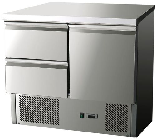 Kühltisch 900 mm mit 1 Tür und 2 Schubladen, mit Kompressor unten